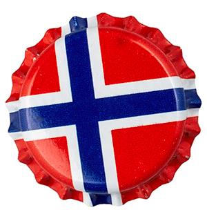 Kronkork Norsk flagg 26mm 100 stk