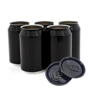 330 ml sort ølboks m/lokk 24 stk